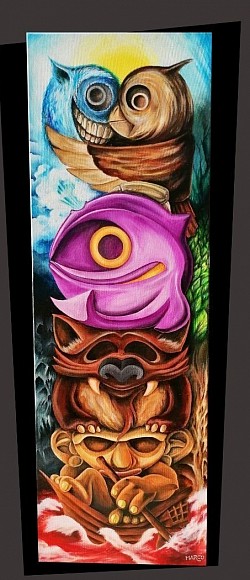 Totem 2, America - Acrylique sur toile lin