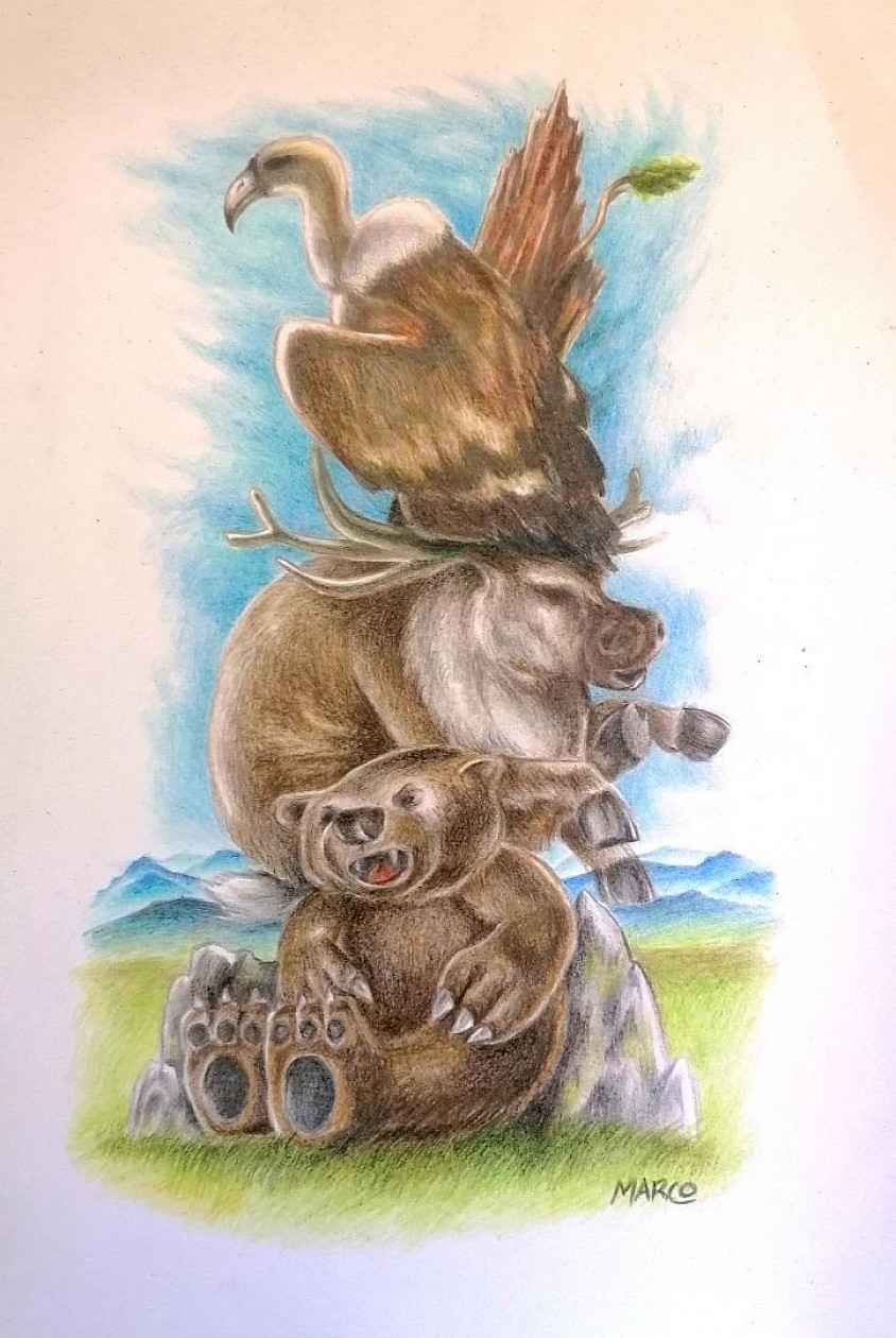 Pyrénées - A4- crayons de couleur sur papier