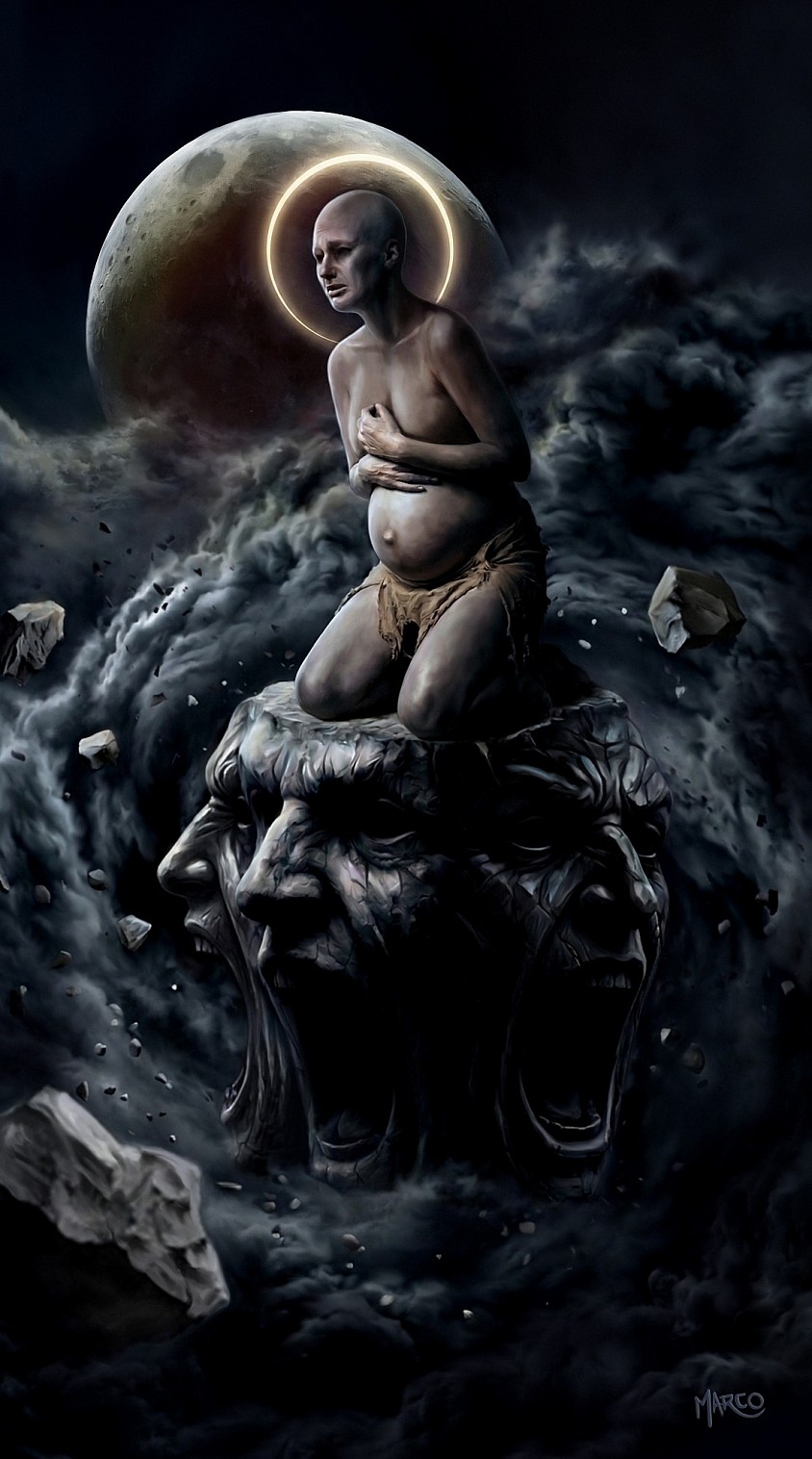 La Vierge et la Lune - dessin numérique