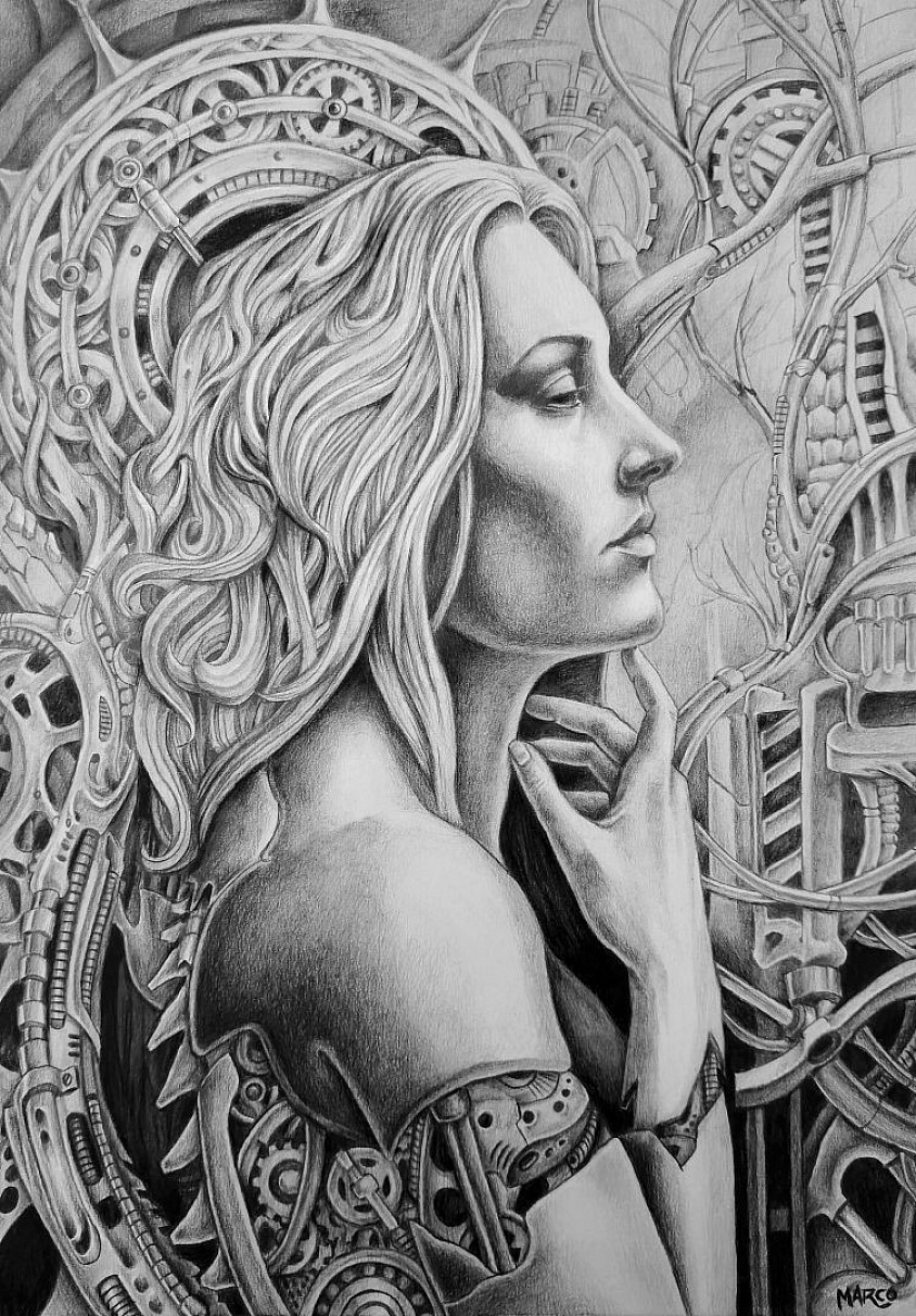 Le Temps- dessin au crayon sur papier - Format A3